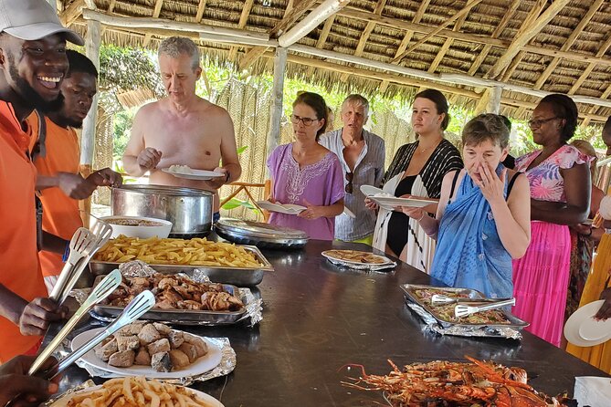 Full Day Private Safari Blue Sea Adventure in Zanzibar - A sandbank with shade, swimming, and cold drinks