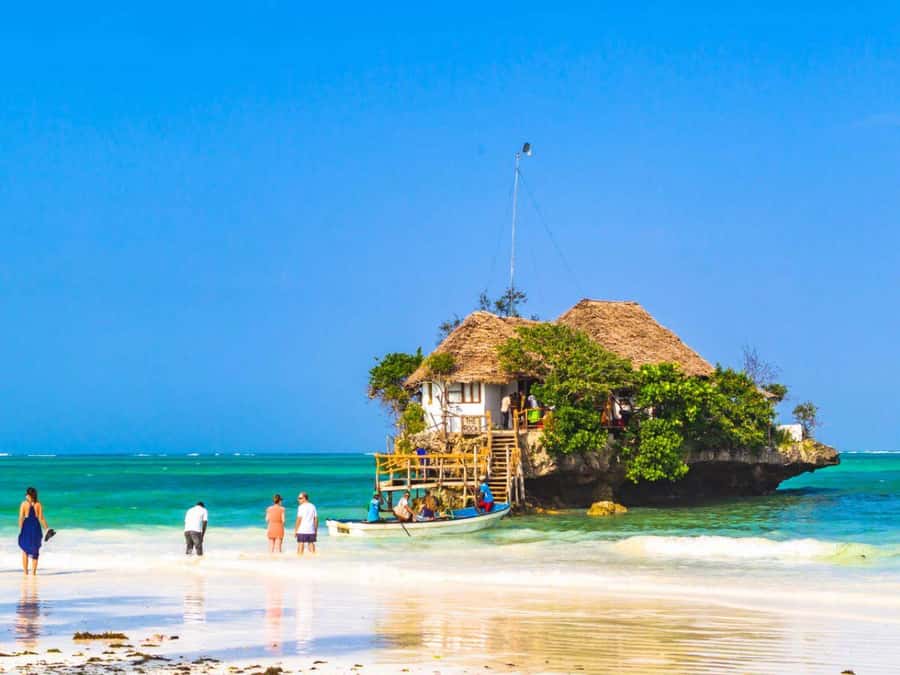 Zanzibar: Mnemba Island, Prison Island and Salaam Cave Tour - The Rock Restaurant and the coastal view