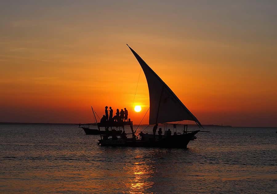 Zanzibar: Sunset Dhow Cruise - Sunset from a wooden deck